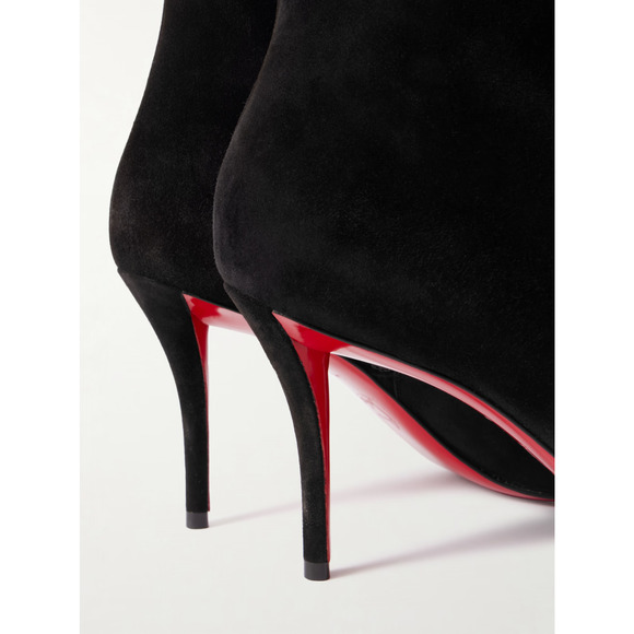Christian Louboutin So Apostropha Booty 80 Black Suede Ankle Heel Bootie 36 - Picture 15 of 16
